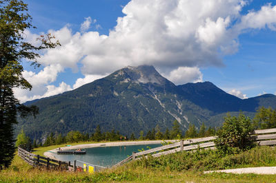 Lake in front of a mountain