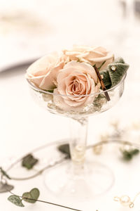 Close-up of rose bouquet on table