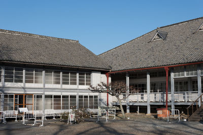 Exterior of building against clear blue sky