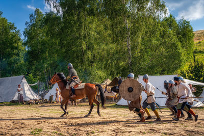 People riding horses