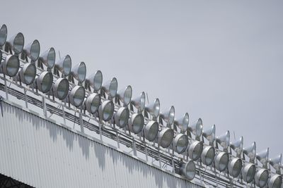 Low angle view of metallic structure against sky