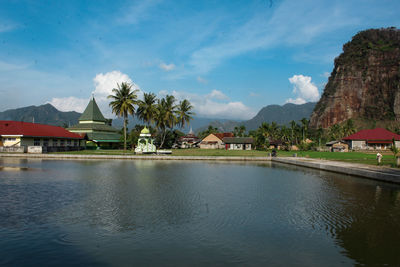 Scenic view of swimming pool against sky