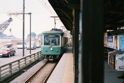 Train at railroad station platform