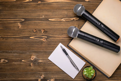 High angle view of pen on table