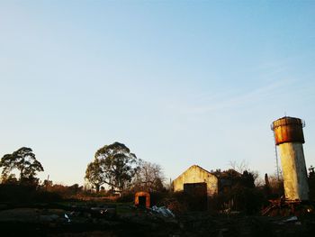 Buildings against clear sky