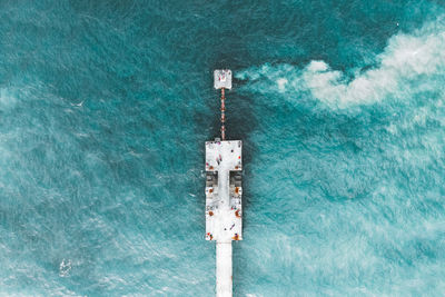 High angle view of ship in sea