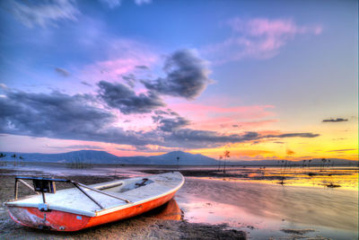 Scenic view of sea at sunset