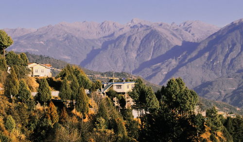 Panoramic view of tawang valley in autumn season