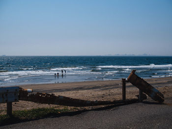 Scenic view of sea against clear sky