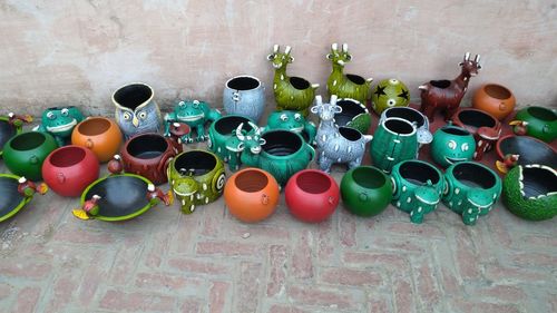 High angle view of potted plant on table