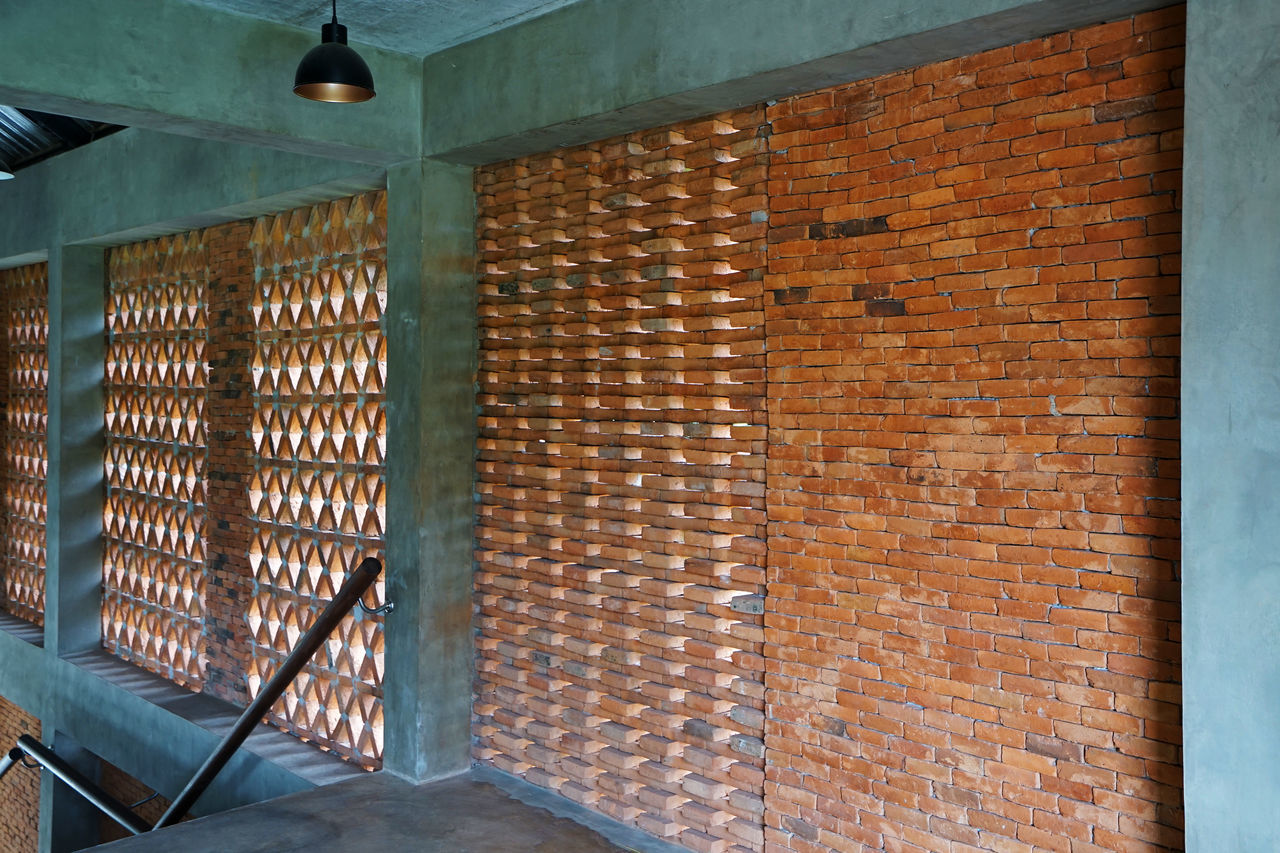 architecture, wall, brick, brick wall, interior design, no people, indoors, built structure, wall - building feature, window covering, building, day, wood, entrance, pattern