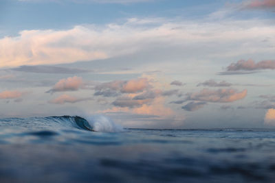 Wave breaking on a beach in mentawai islands