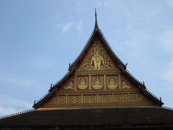 Low angle view of temple building against sky