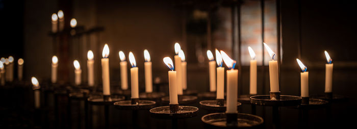 Close-up of illuminated candles