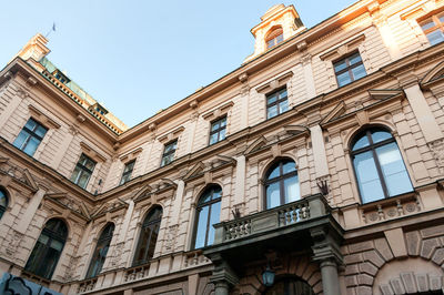 Low angle view of old building against sky