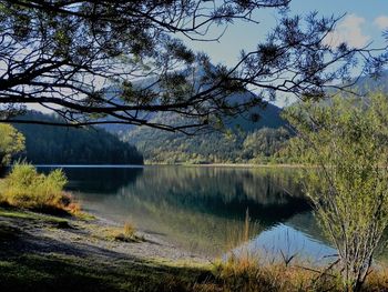 Scenic view of lake against sky