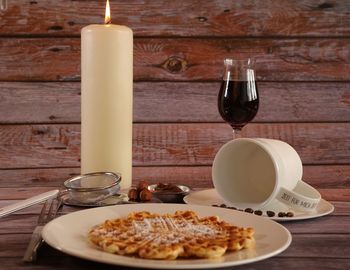 Close-up of drink served on table
