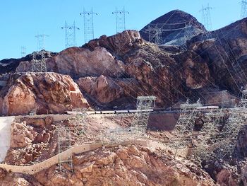 Scenic view of rocky mountains against clear sky