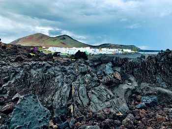 Scenic view of rocky mountains against sky