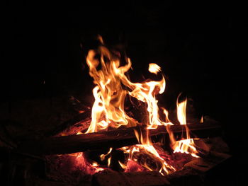 Close-up of fire in the dark