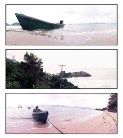 Boat on sea against sky