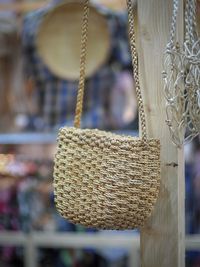 Close-up of decoration hanging in store for sale
