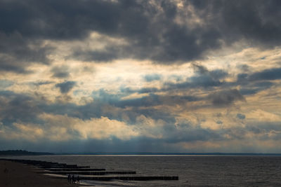 Scenic view of sea against sky at sunset