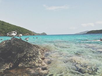 View of calm beach against sky