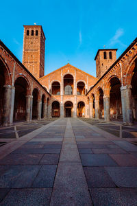 Wide view of the basilica of sant'ambrogio, no people, vertical