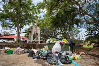Group of people at temple against trees