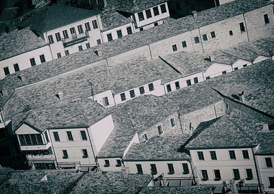 High angle view of buildings in town