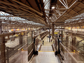 High angle view of railroad station