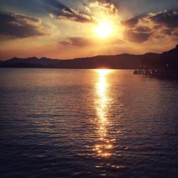 View of calm sea at sunset