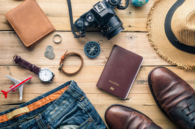 Directly above shot of personal accessories on table