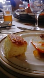 Close-up of breakfast served on table