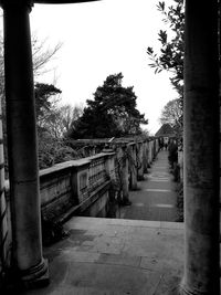 Empty bridge against clear sky