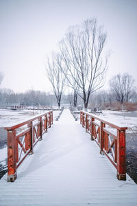 Bridge over river against clear sky