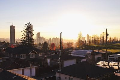High angle view of buildings in city