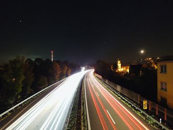 Light trails on highway at night