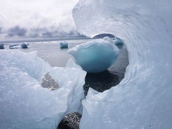 Frozen water in sea