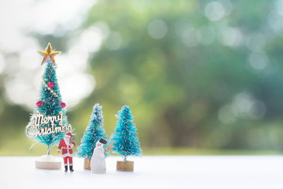 Close-up of christmas decorations on tree