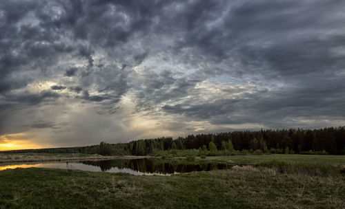 Scenic view of field against sky