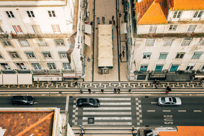 Aerial view of cars on city