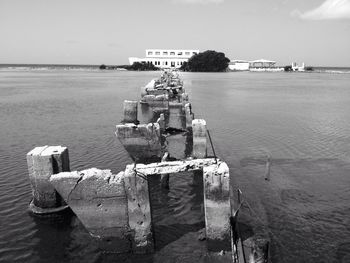 Boat in sea against sky