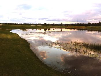 Scenic view of lake against sky