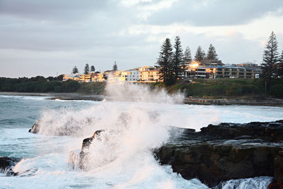 Waves splashing in water