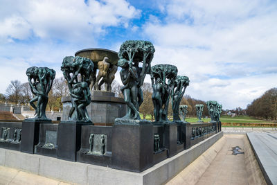 View of statues in formal garden