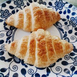 High angle view of breakfast on table