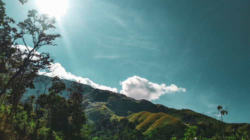 Low angle view of mountains against sky