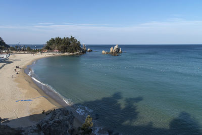 High angle view of sea against sky